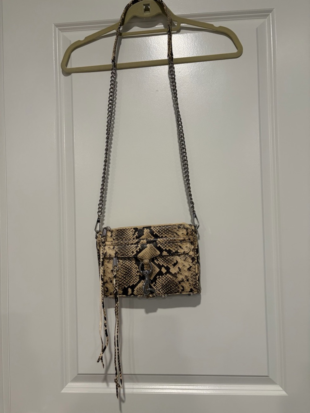 SALE Rebecca Minkoff Snake Print Crossbody Bag in Beige and Black
